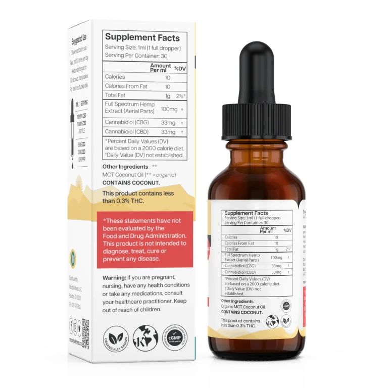 CBG Oil 2000mg supplement Facts by Mood Wellness
