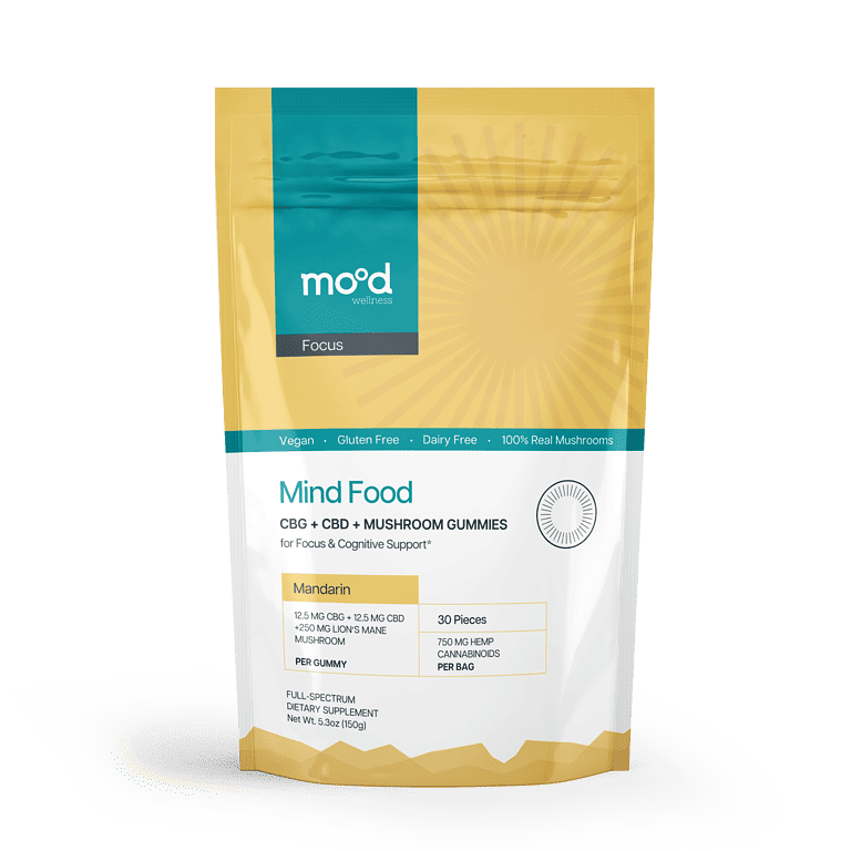 Mind Food, CBD + CBG + Lion’s Mane mushrooms Gummies for focus and cognitive support by Mood Wellness