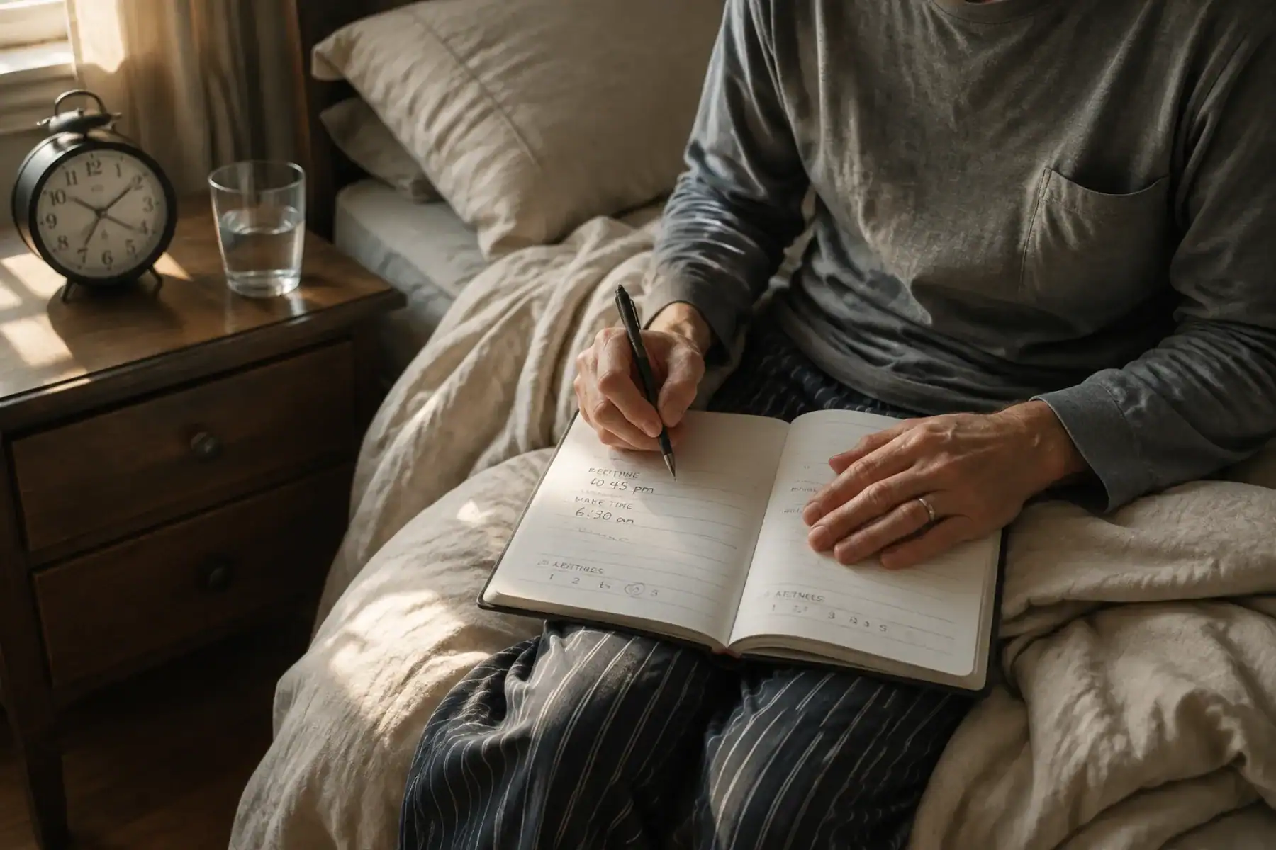 Adult recording bedtime and next-day alertness in a morning sleep diary