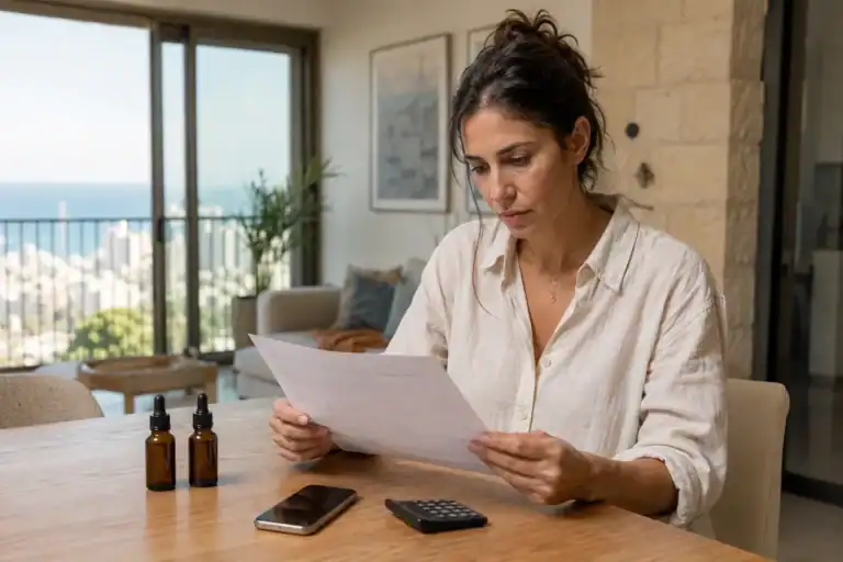 צרכנית ישראלית משווה שני שמני CBG ודוח מעבדה בבית בחיפה