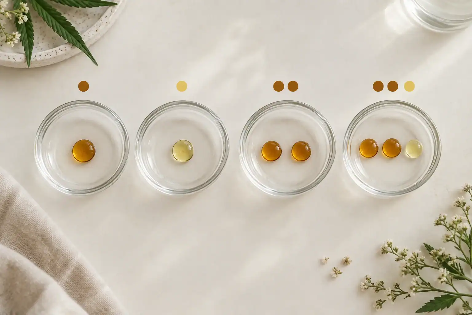 CBD and CBG amounts compared visually to explain a cannabinoid ratio